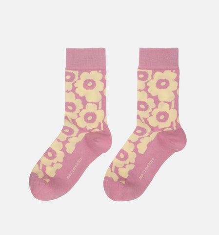 Marimekko socks, light pink cream, poppy unikko
